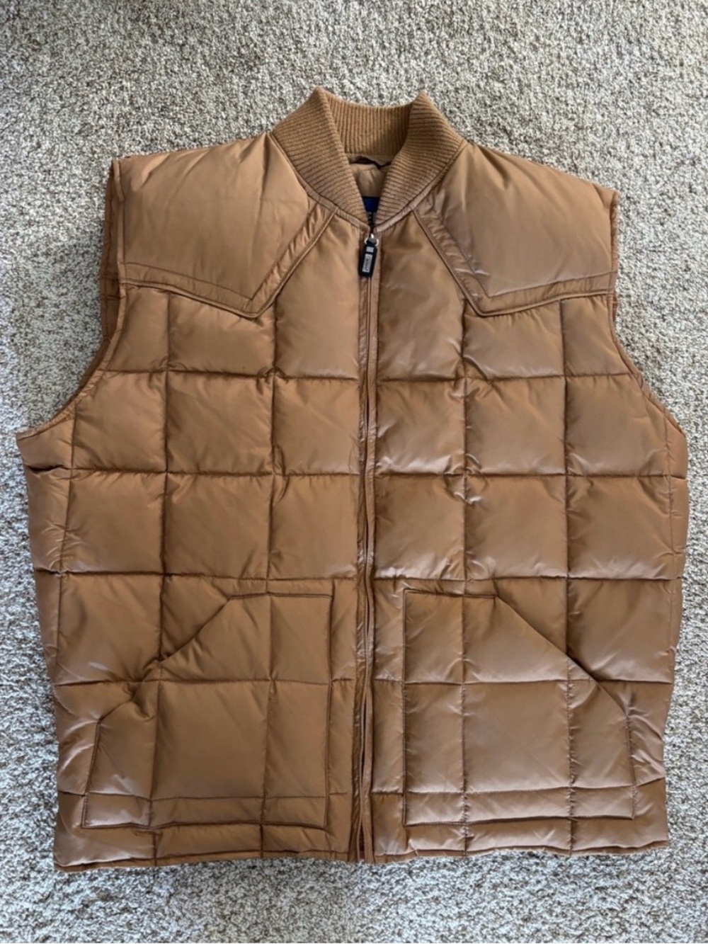 Silver Rider Down-Feathers Quilted Puffer Vest Khaki Men’s Size Large